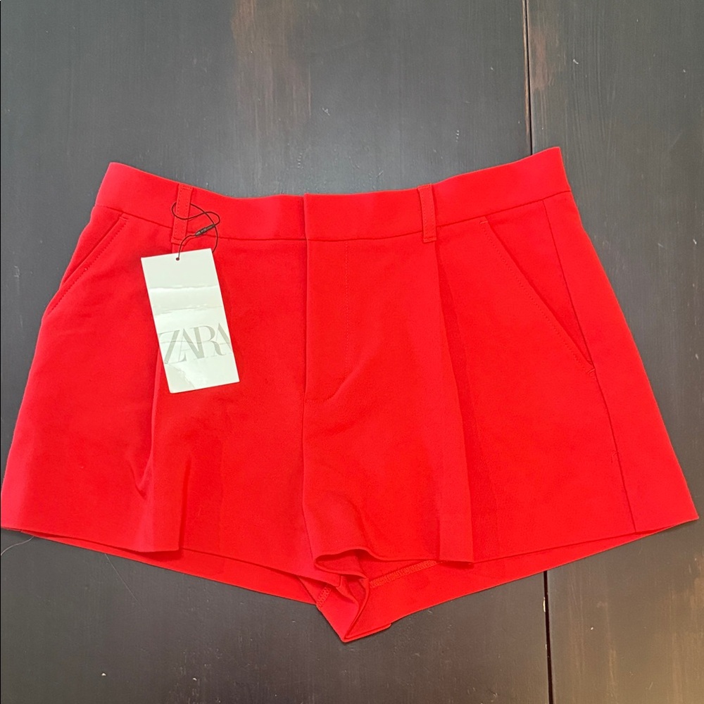 Zara Women's High Waist Red Shorts